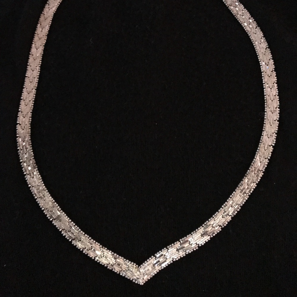 Sterling Silver Diamond Cut Chevron Necklace
